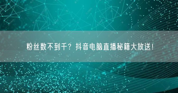 粉丝数不到千？抖音电脑直播秘籍大放送！