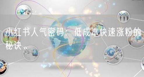 小红书人气密码：低成本快速涨粉的秘诀。