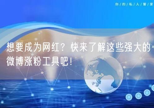 想要成为网红?快来了解这些强大的微博涨粉工具吧!