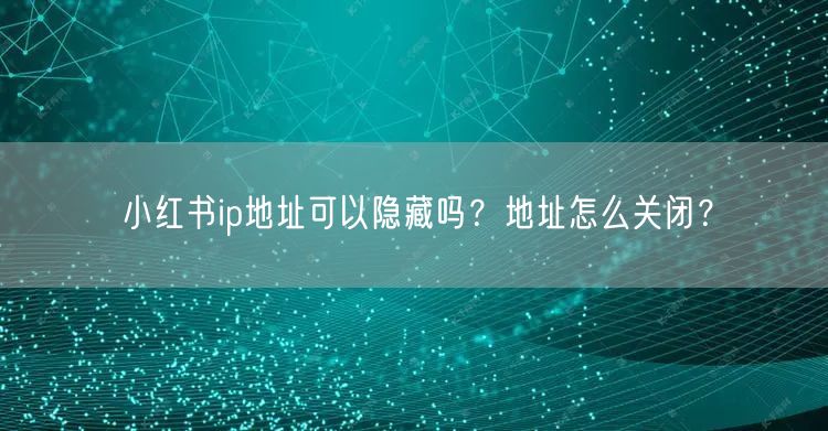 小红书ip地址可以隐藏吗？地址怎么关闭？
