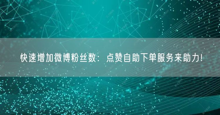 快速增加微博粉丝数:点赞自助下单服务来助力!