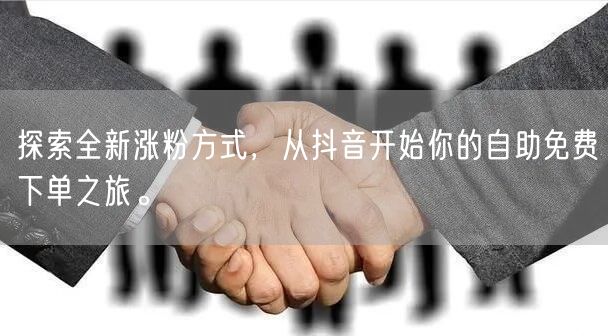 探索全新涨粉方式，从抖音开始你的自助免费下单之旅。