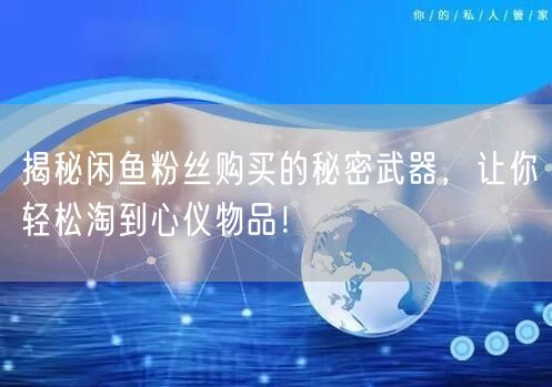 揭秘闲鱼粉丝购买的秘密武器，让你轻松淘到心仪物品！