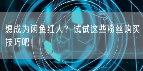 想成为闲鱼红人？试试这些粉丝购买技巧吧！