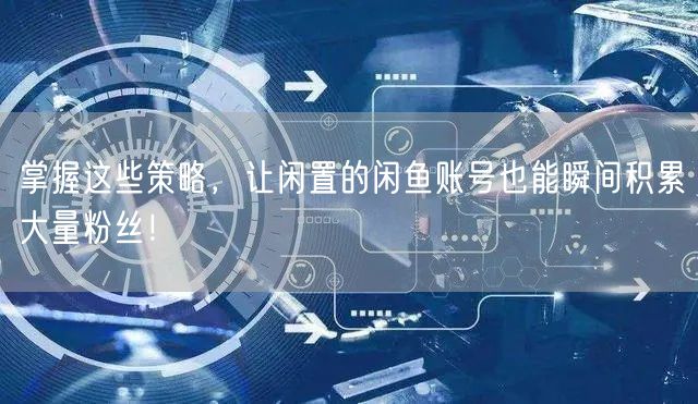 掌握这些策略，让闲置的闲鱼账号也能瞬间积累大量粉丝！