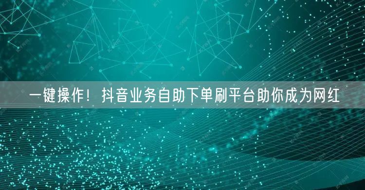 一键操作!抖音业务自助下单刷平台助你成为网红