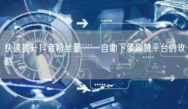 快速提升抖音粉丝量——自助下单刷赞平台的攻略