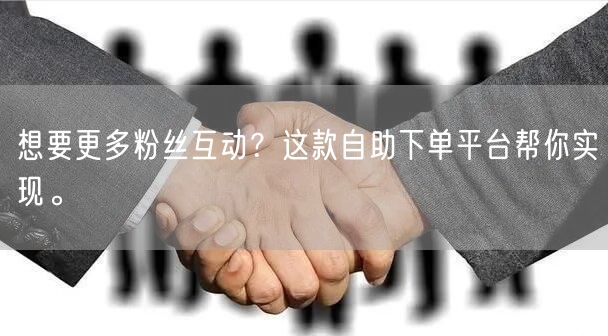 想要更多粉丝互动?这款自助下单平台帮你实现。