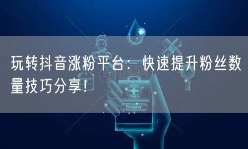 玩转抖音涨粉平台:快速提升粉丝数量技巧分享!