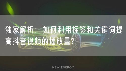 独家解析:如何利用标签和关键词提高抖音视频的播放量?