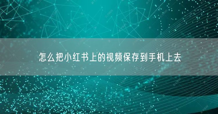 怎么把小红书上的视频保存到手机上去